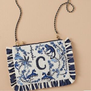 Anthropologie Beaded “C” Monogram Clutch